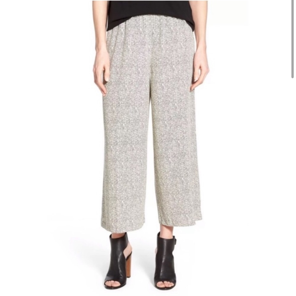 Eileen Fisher Ecru Broken Chevron Patterned Wide … - image 1
